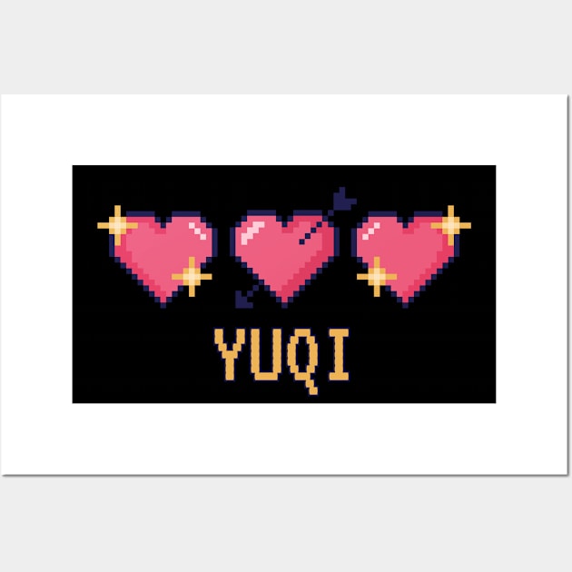 Yuqi Pixel Heart Valentine (G)I-dle Wall Art by wennstore